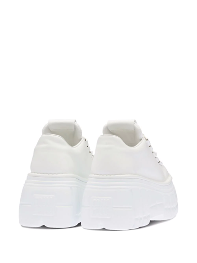Shop Miu Miu Low-top Leather Platform Sneakers In White