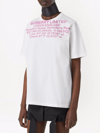 Shop Burberry Location-print T-shirt In White
