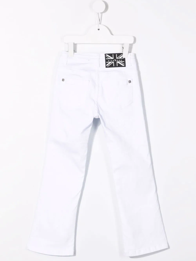Shop John Richmond Junior Crystal-embellished Patch Jeans In White