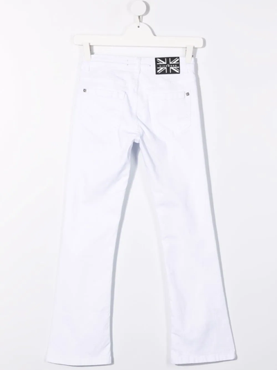Shop John Richmond Junior Teen Crystal-embellished Patch Jeans In White