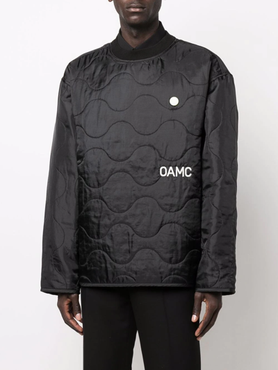 Shop Oamc Peacemaker-print Quilted Jacket In Black