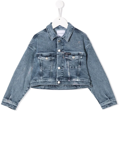 Calvin Klein Teen Stonewashed Denim Jacket In Blue | ModeSens