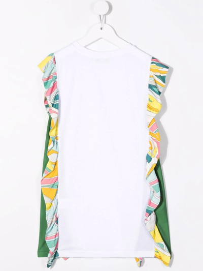 Shop Emilio Pucci Junior Abstract-print Ruffled Dress In White