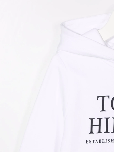 Shop Tommy Hilfiger Junior Logo-print Organic Cotton Hoodie In White