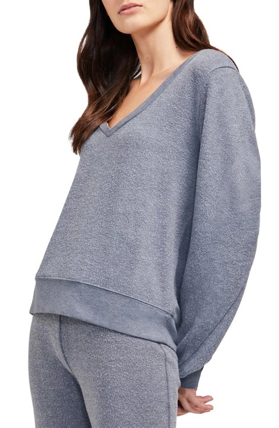 Shop Wildfox Deep V-neck Baggy Beach Jumper Pullover In China Blue