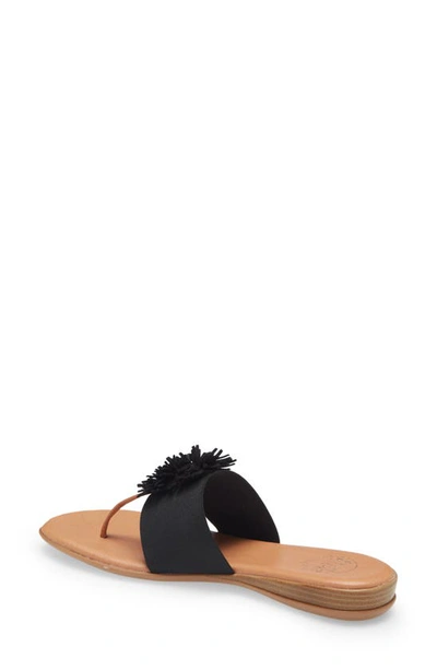 Andre Assous Novalee Womens Embellished Fringe Pom Thong Sandals In Black