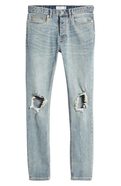 Topman Polly Blowout Ripped Skinny Fit Jeans In Light Blue | ModeSens
