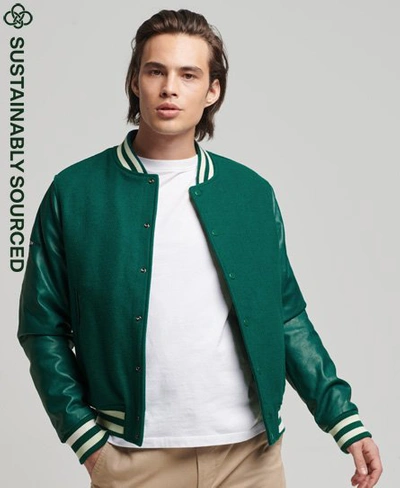 Superdry Men's Vintage Varsity Bomber Jacket Green Size: L | ModeSens