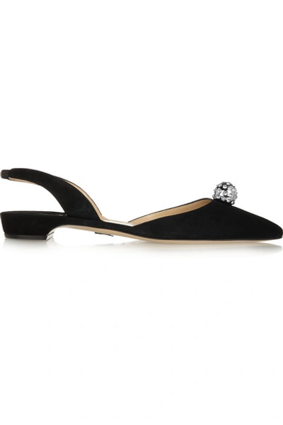 Shop Paul Andrew Jewel Embellished Suede Point-toe Flats