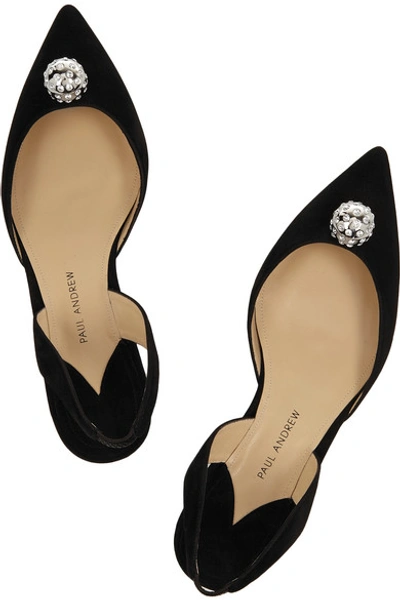 Shop Paul Andrew Jewel Embellished Suede Point-toe Flats