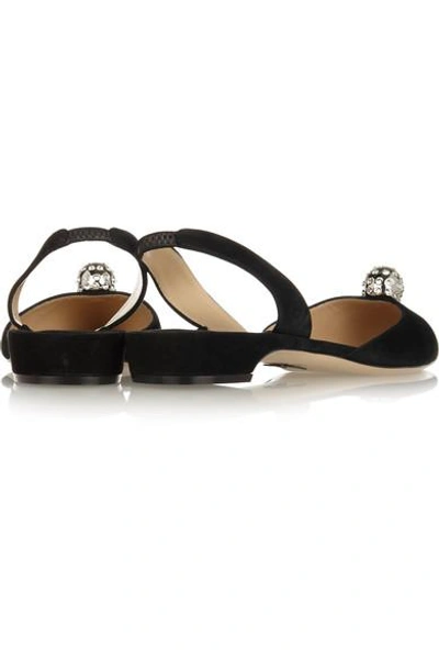 Shop Paul Andrew Jewel Embellished Suede Point-toe Flats