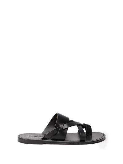 Shop Saint Laurent `culver` Flat Mules Smooth Leather In Nero