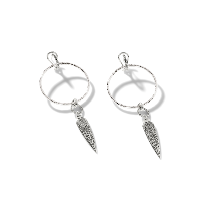 John Hardy Classic Chain Hammered Drop Huggie Hoop Earrings In Sterling Silver