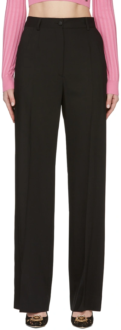 Shop Dolce & Gabbana Black Wool Flared Trousers In N0000 Black