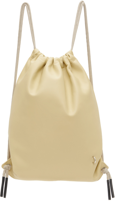 Shop Rick Owens Beige & Grey Drawstring Backpack In 3208 Vanilla/pearl