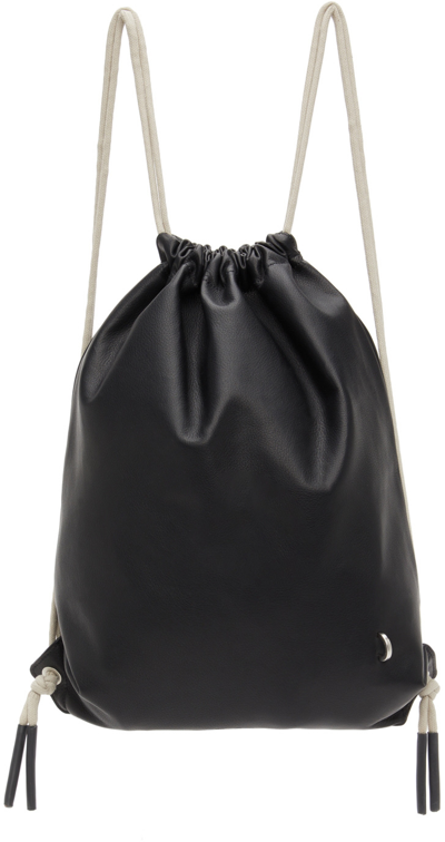Shop Rick Owens Black & Grey Drawstring Backpack In 0908 Black/pearl