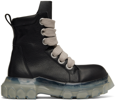 Shop Rick Owens Black & Transparent Jumbo Lace Bozo Tractor Boots In 90 Black/clear