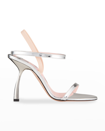 Shop Piferi Fantasia Metallic Vegan-leather Halter High-heel Sandals In Silver