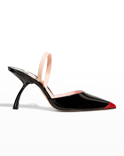 Shop Piferi Upanova Patent Vegan-leather Mule High-heel Pumps In Black/red