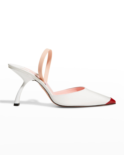 Shop Piferi Upanova Tricolored Vegan-leather Mule High-heel Pumps In White/red