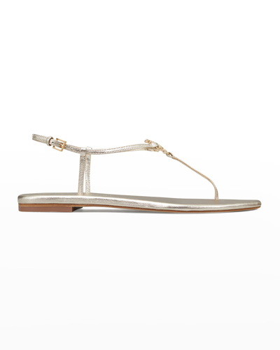 Shop Tory Burch Capri T-strap Medallion Slingback Sandals In Spark Gold