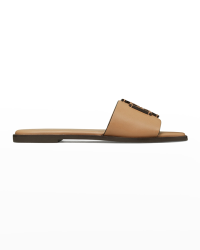 Shop Tory Burch Ines Leather Medallion Sandals In Almond Flour Alm