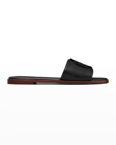 Shop Tory Burch Ines Leather Medallion Sandals In Perfect Black Pe