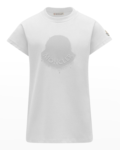 Shop Moncler Girl's Tonal Bell Logo T-shirt In White