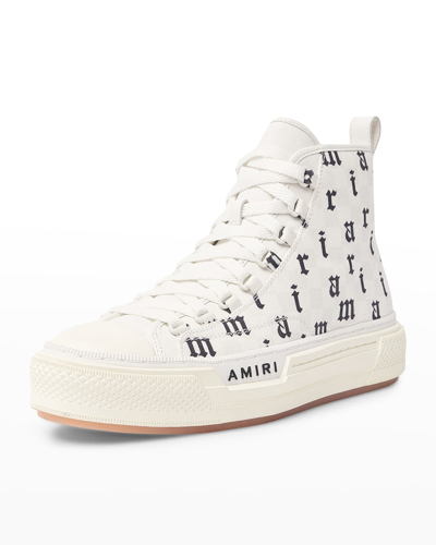 Shop Amiri Men's Court High-top Logo Sneakers In White Bl