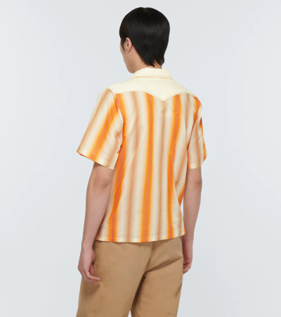 Shop Wales Bonner Sunrise Striped Bowling Shirt In Orange Multi