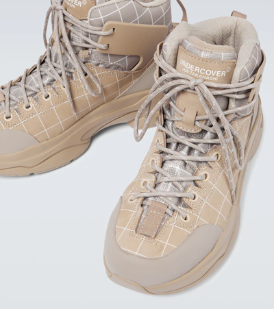 Shop Undercover Leather-trimmed Hiking Boots In Beige Base