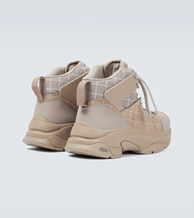 Undercover Checked Nubuck And Canvas Hiking Boots In Beige Base