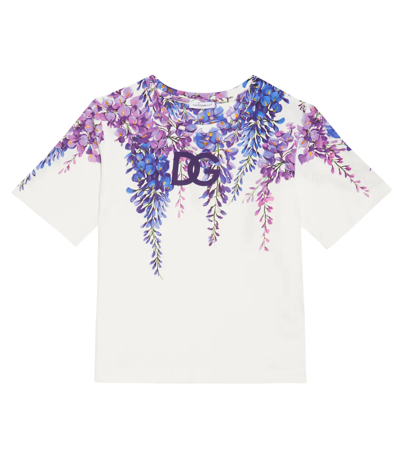 Shop Dolce & Gabbana Logo Printed Cotton T-shirt In Glicine Fdo.b.natur.