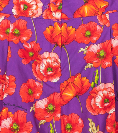 Shop Dolce & Gabbana Floral Cotton Poplin Shorts In Papaveri Fdo Viola
