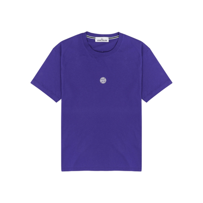 Shop Stone Island Solar Eclipse Blue Printed Cotton T-shirt