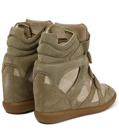 Shop Isabel Marant Bekett Suede Wedge Sneakers In Taupe