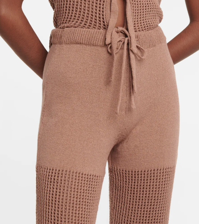 Nanushka Crochet Organic Cotton-blend Knitted Trousers In Brown