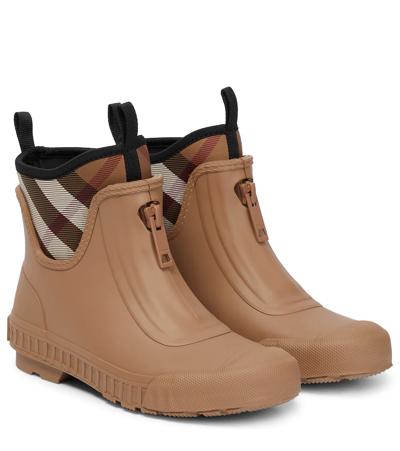 Shop Burberry Vintage Check Rubber Boots In Birch Brown