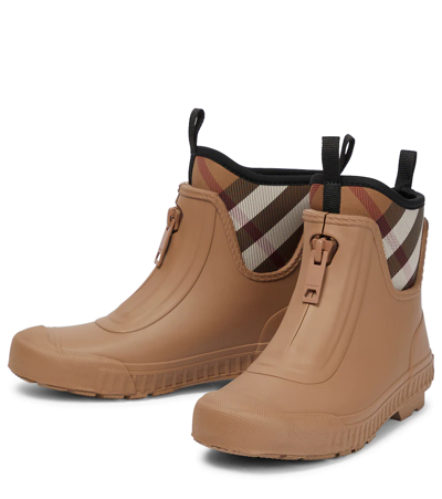 Shop Burberry Vintage Check Rubber Boots In Birch Brown