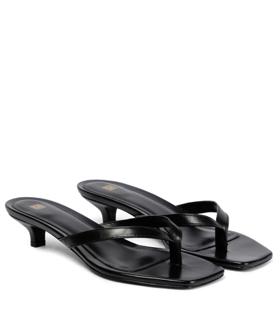 Totême Toteme Leather Heeled Flip Flops In Multi