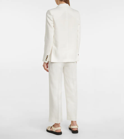 Shop Max Mara Leisure Dimitri Linen Blazer In Bianco Seta