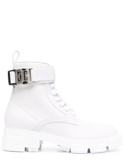 Shop Givenchy White Lace-up Ankle Boots