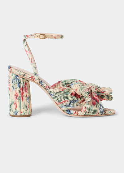 Shop Loeffler Randall Camellia Pleated Knot Ankle-strap Sandals In Tanvf