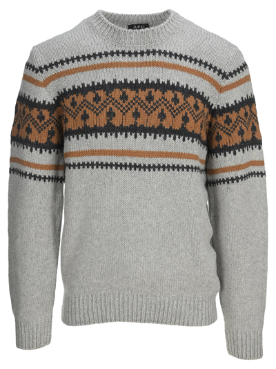 A.p.c. Franz Intarsia-knit Alpaca-blend Sweater In Grey | ModeSens