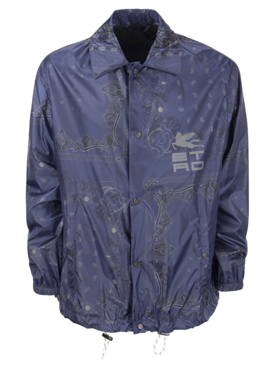 Shop Etro Paisley Bandana Nylon Jacket In Blue