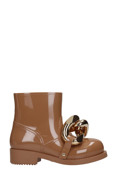 Shop Jw Anderson Low Heels Ankle Boots In Taupe Rubber/plasic