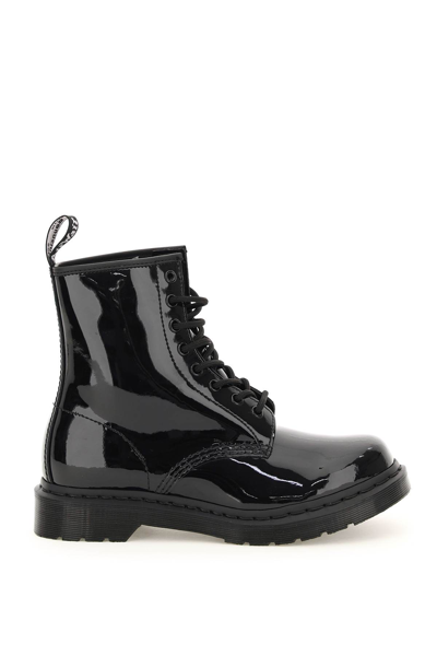 Shop Dr. Martens' 1460 Mono Patent Lamper Lace-up Combat Boots In Black (black)