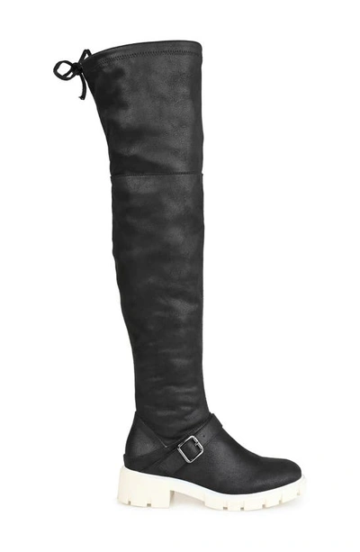 Shop Journee Collection Salisa Over-the-knee Buckled Boot In Black