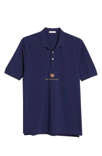 Shop Bel-air Athletics Academy Crest Cotton Polo Shirt In Bel-air Blue