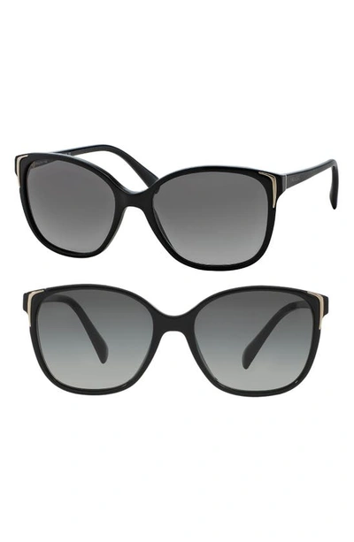 Shop Prada 55mm Cat Eye Sunglasses In Black/ Grey Gradient